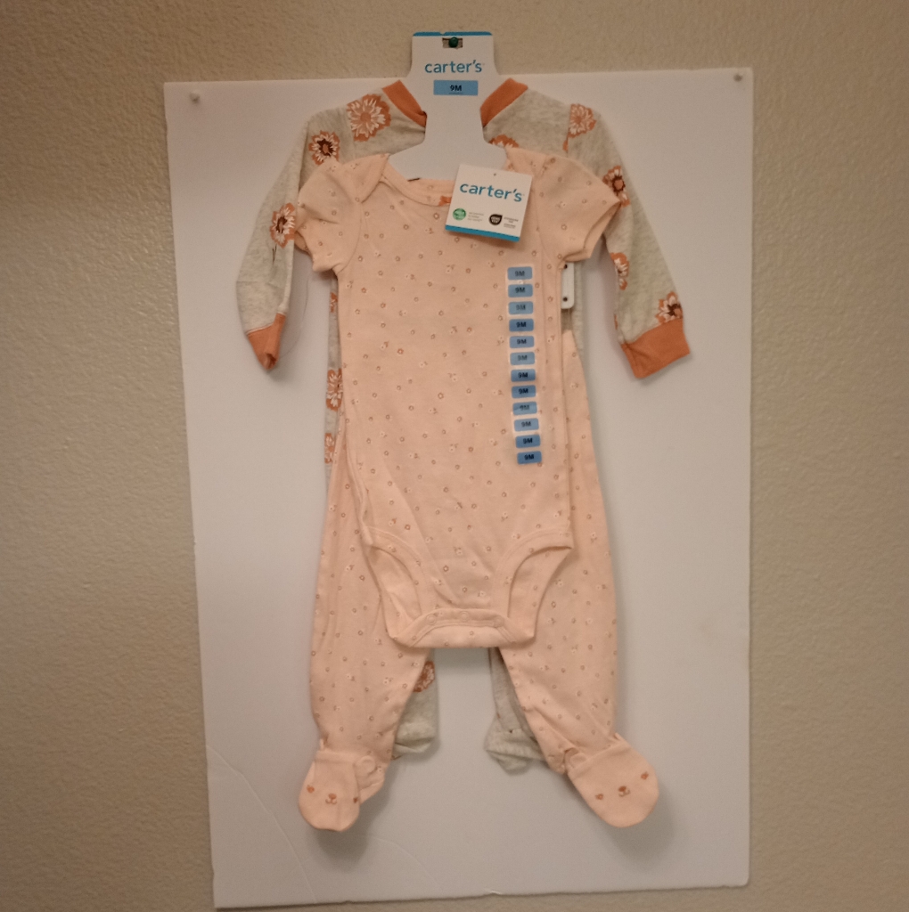 Carters 3pc Layette Set Brand New 9mo Pink  Brown With Flowers Adorable Set